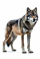 Obraz premium Gray Wolf Standing Isolated on White Background