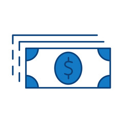 Money Blue Line Editable Stroke Icon. Real Estate, Building, House, Home, Property Vector Illustration