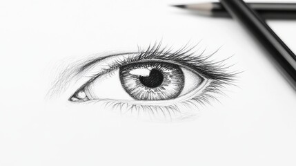 Realistic Pencil Drawing of an Eye with Detailed Features and Texture