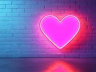 Vibrant neon heart decoration urban setting wall art contemporary design close-up love concept