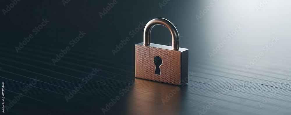 Poster close-up of a shiny padlock on a dark surface emphasizing security and protection concepts in digita