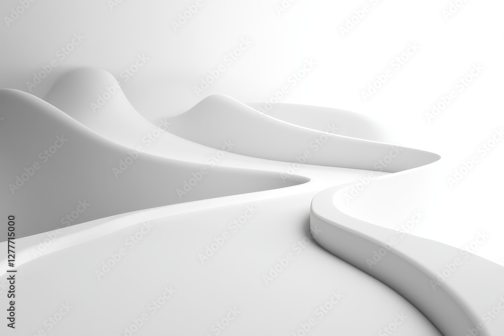 Poster abstract white architectural forms - abstract of flowing white architectural forms on a white backgr