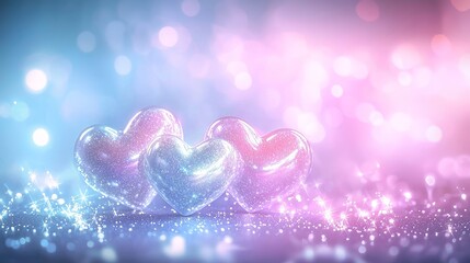 Fantasy-style candy hearts with glowing magical auras, shimmering pastel colors, enchanted Valentine's design, clean isolated background