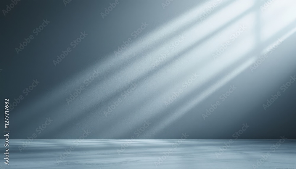 Poster sunlight streaming through window casting shadows on empty room floor