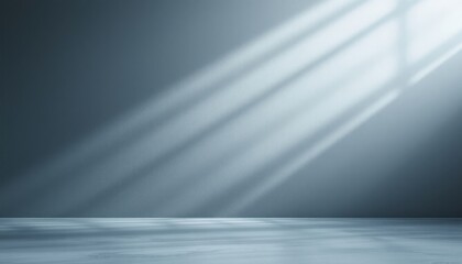 Sunlight streaming through window casting shadows on empty room floor