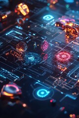 Obraz premium Futuristic Circuit Board with Glowing Elements