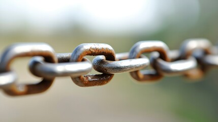 Fototapeta premium Close-up of a Rusty Metal Chain Links Outdoors
