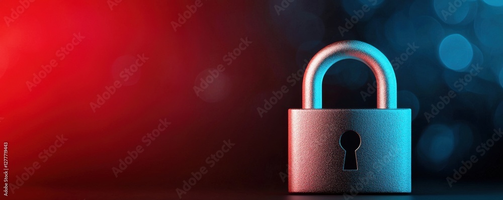 Poster security concept with padlock on colorful background symbolizing privacy and protection of personal 