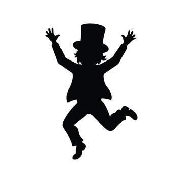 recommend clip art: silhouette of leprechaun jumping with joy