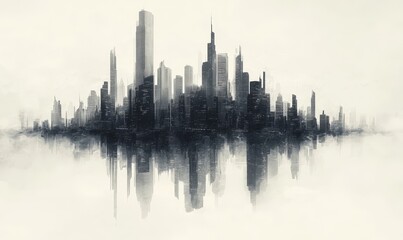 Fototapeta premium Abstract Technological Cityscape, Generative AI