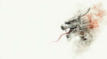 Majestic Dragon Head  Asian Mythology  Artistic Smoke  Abstract  High Resolution Image
