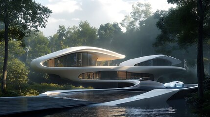 Obraz premium A Futuristic Smart Home with Advanced Automation 