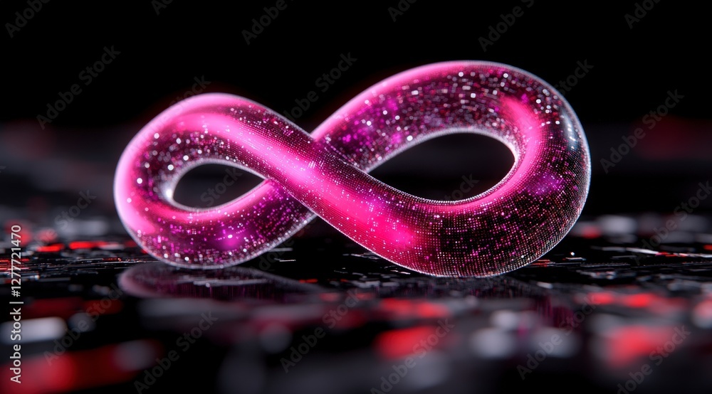 Poster glowing infinity symbol abstract data loop digital technology futuristic concept