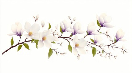 Obraz premium Elegant Magnolia Blossom Branch Spring Floral Illustration
