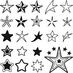 Fototapeta premium Star collection. Different stars set. Vector illustration