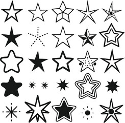 Star collection. Different stars set. Vector illustration