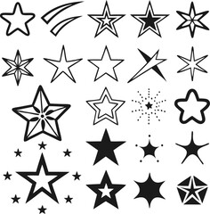 Star collection. Different stars set. Vector illustration