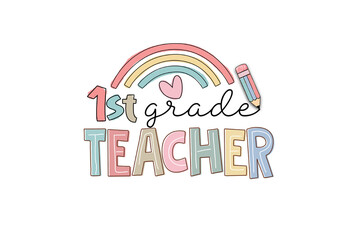 1st grade teacher, Teacher sublimation Sticker with Pattern Design