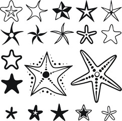 Star collection. Different stars set. Vector illustration