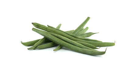 Fresh green beans isolated on white background