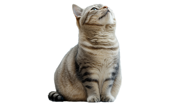 Cute tabby cat gazing upward with curiosity