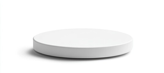 Blank White Round Display Platform on White Background