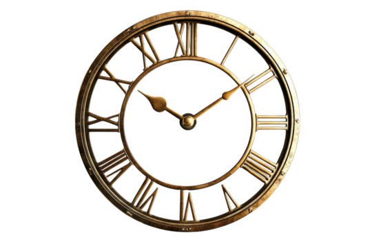 Stylish Decorative Wall Mounted Clock with Vintage Design: Isolated on Transparent Background