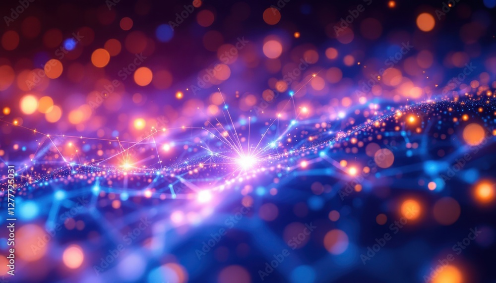 Poster vibrant abstract lights and colors with glowing bokeh and dynamic patterns