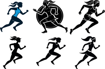 silhouette of a woman running silhouette icon