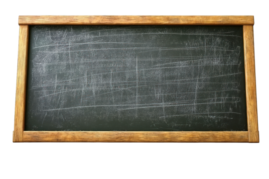 A blank chalkboard with a wooden frame, ready for writing or teaching.