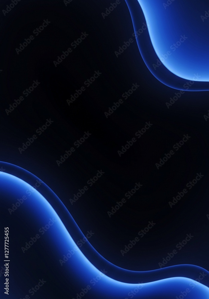 Canvas Prints abstract blue wave of light curving and flowing across a dark background, creating a sense of energy