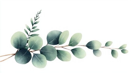 Watercolor Eucalyptus Greenery Branch  Botanical Illustration  Wedding Invitation Design
