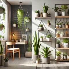 indoor space with stylish small houseplants, ideal for compact areas