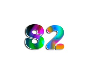 Number design with colorful bubble elements in numbers on white background
