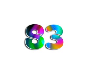 Number design with colorful bubble elements in numbers on white background