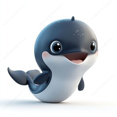 Adorable Baby Orca Whale Cartoon   D Render