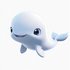 Adorable Cartoon Beluga Whale  Cute Aquatic Mammal Illustration