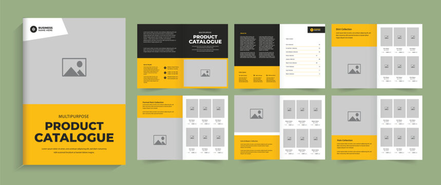 Modern interior design portfolio layout template, Interior design magazine layout for home decoration or brand identity guidelines brochure.  Furniture brochure set, Product catalogue template