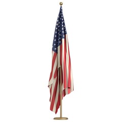 Detailed American Flag Draped Over Pole On White Background