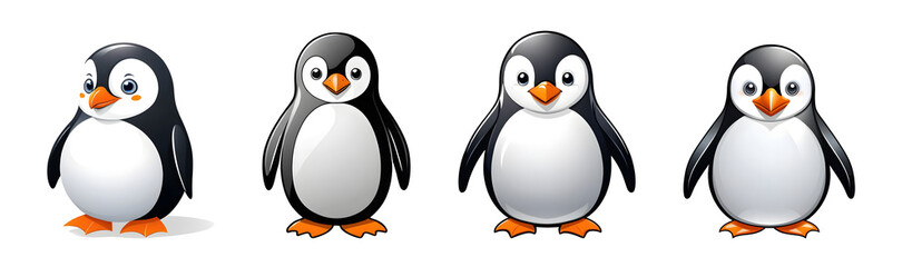 Cute Cartoon Penguin on Transparent Background