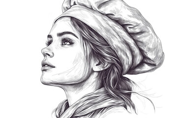 Young chef in thoughtful hat