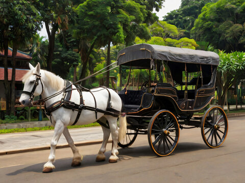 white horse and carriage