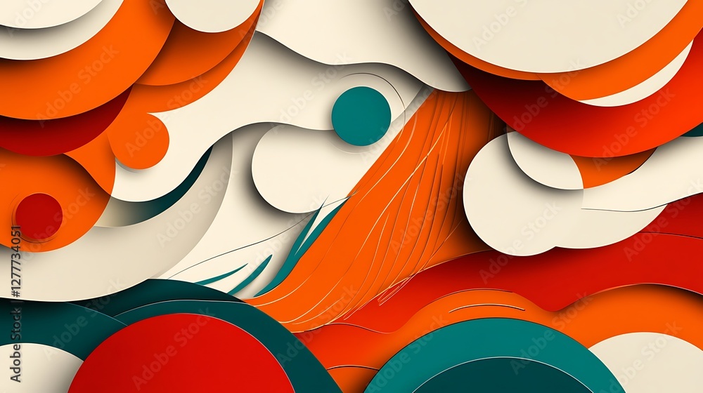 Poster abstract colorful layered circular design