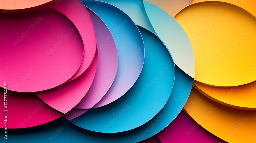 Poster abstract colorful overlapping circular paper design