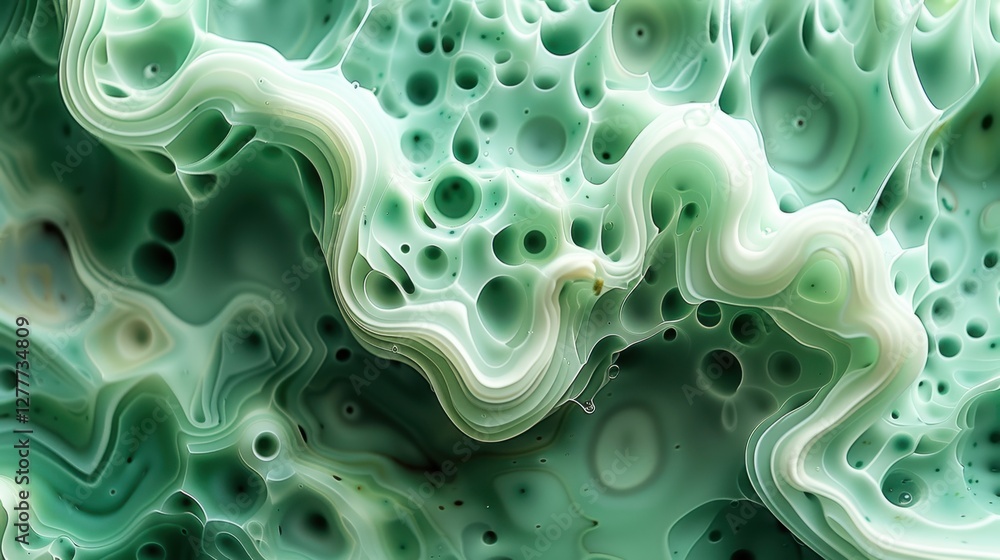 Poster abstract green organic fluid texture with swirls and patterns