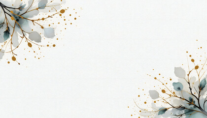 watercolor splashes of tree branch border frame
