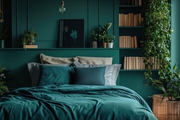 stylish bedroom teal gray decor