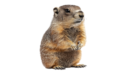 Marmot standing proudly with paws clasped together