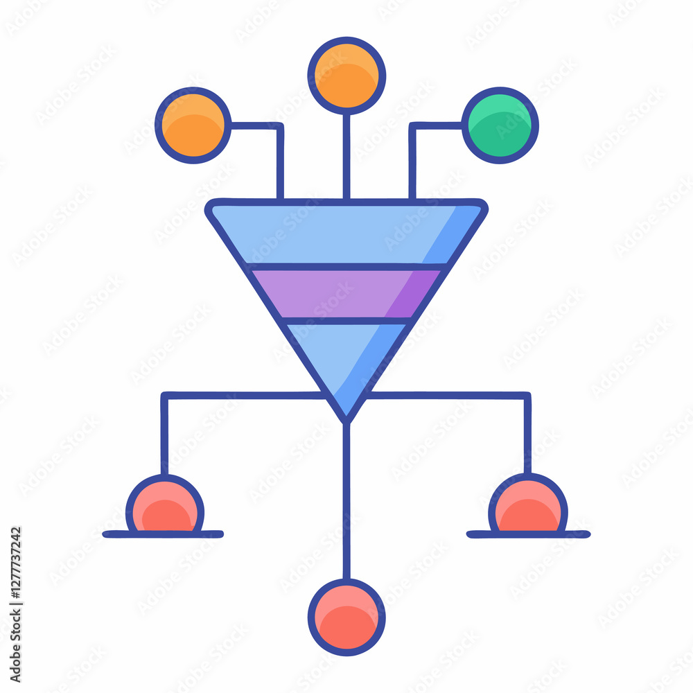 Poster flat vector buyer process showing decision making clear steps guide