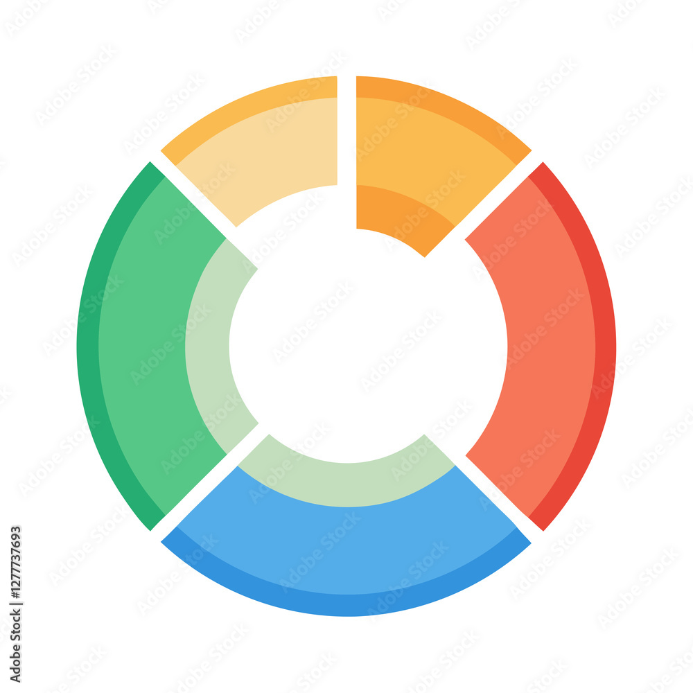 Poster modern flat circular chart depicting progress with three colors data